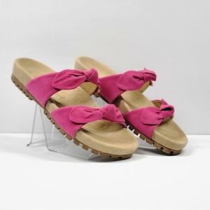 Jack Rogers Women's Pink Rose Double Knot Comfort Suede Sandal